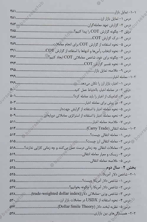 فهرست کتاب مدرسه معامله گری در بازار ارز احسان حاجی